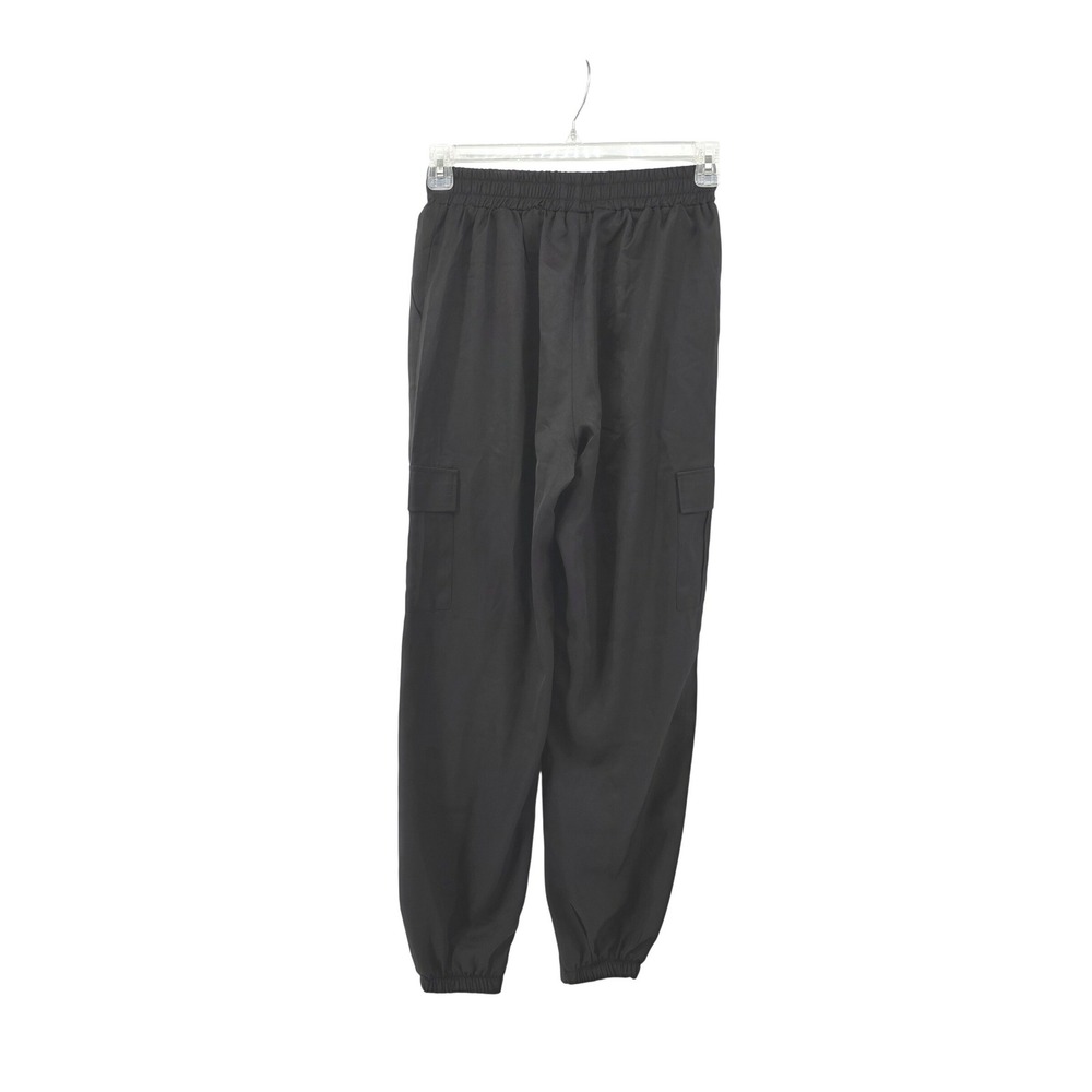 Magnolia Boutique Womens Black Cargo Jogger Pants Elastic Waist Size Medium